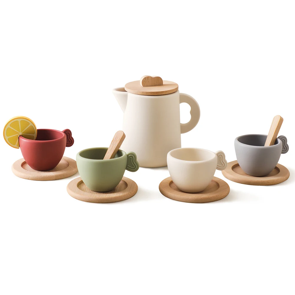 طقم شاي خشبي للأطفال ، لعب الأدوار ، وقت شاي الأميرة ، ألعاب طعام الحفلات لعمر 3 ، 4 ، 5 سنوات ، 9: 10