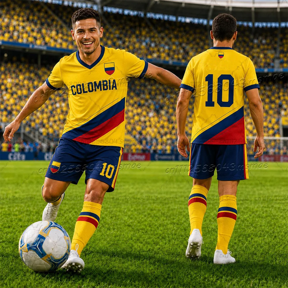 Fußballanzug T-Shirt Shorts für Männer und Frauen Harajuku Kolumbien Fans T-Shirt Shorts Set Kinder Sportanzug 2-teiliges Set – Detail 7
