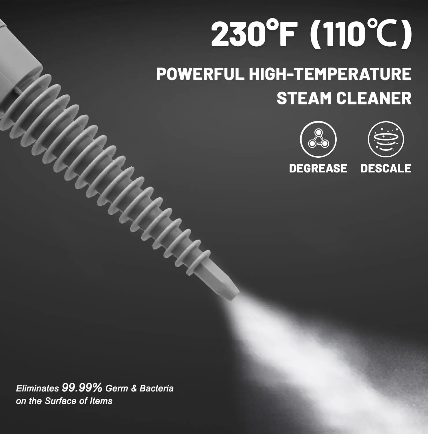 Handheld Steam Cleaner, 13-Accessory Multi-Surface Steamer, Safe & Efficient for Floor, Car, Couch, Windows – Grey