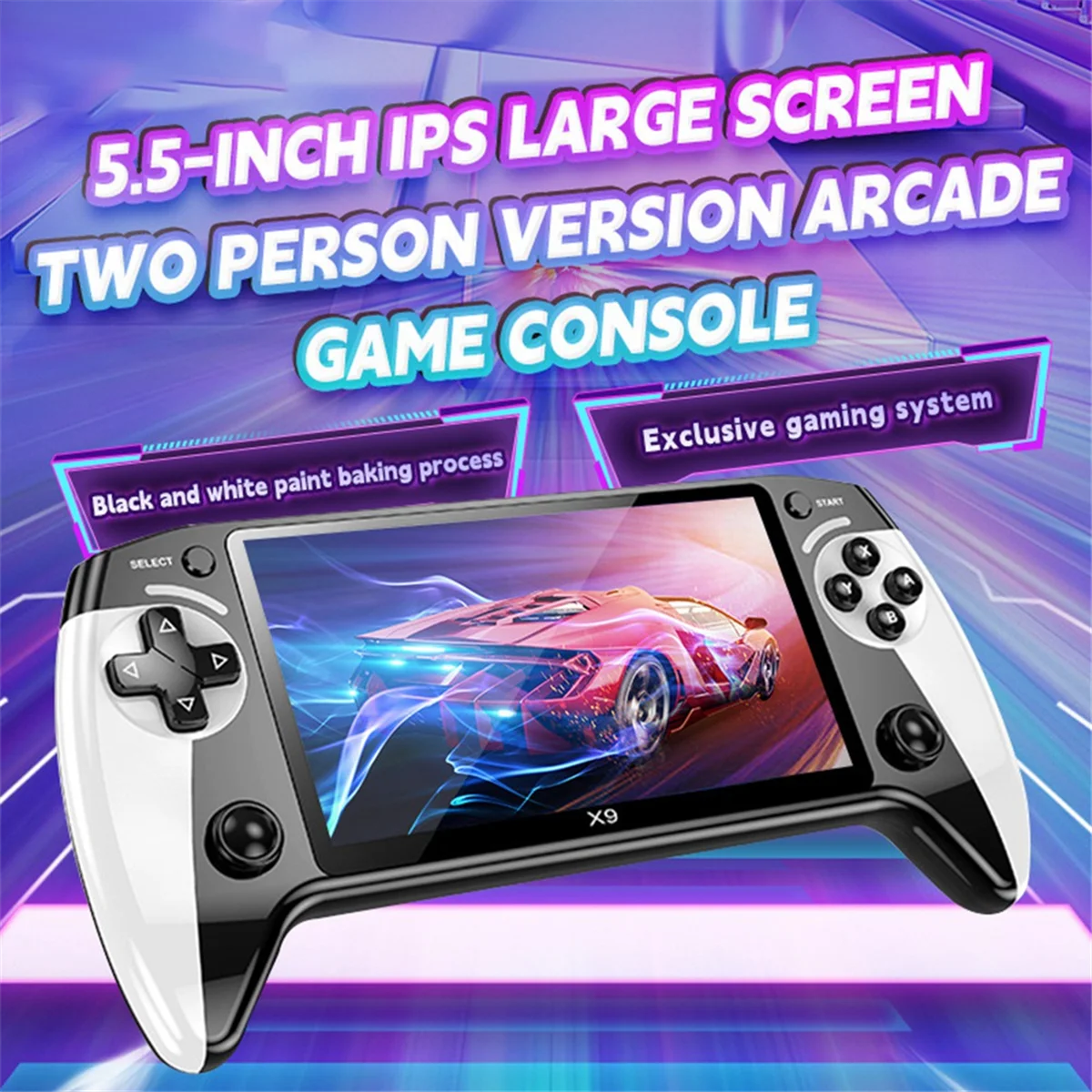 

Good sales X9 Handheld Game Console 8GB 2000+ Games 5.5inch IPS Screen Retro Arcade Game Console for Kids Gift