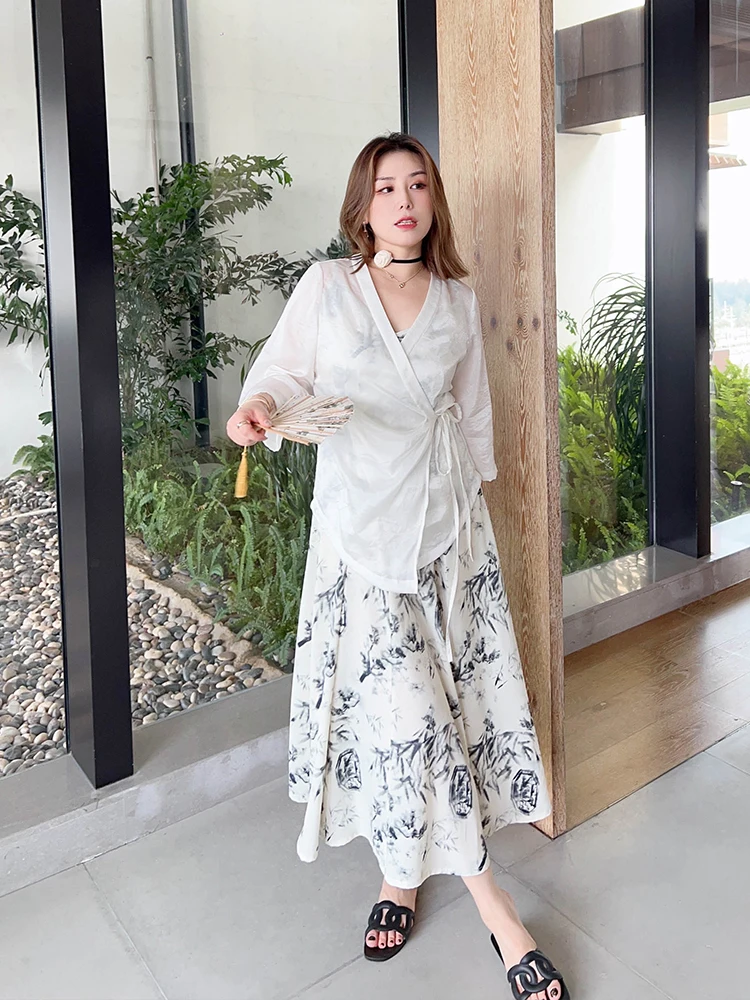 

Vogana Original Large Size One-Piece Belted Sunscreen Open Cardigan Thin Outerwear Summer Skin-Friendly Zen New Chinese Sle