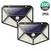 2Pcs 100Leds Solar Outdoor Lighting Sensor Lights Ip65 Waterproof  Solar Spotlight Solar Energy Lamp Solar Powered Street Lights