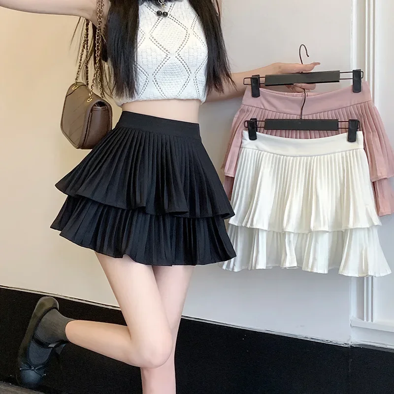 

Summer Black Pleated Mini Skirts Womens Clothing Korean Fashion High Waist White Pink Harajuku Y2k Short Skirt for Women