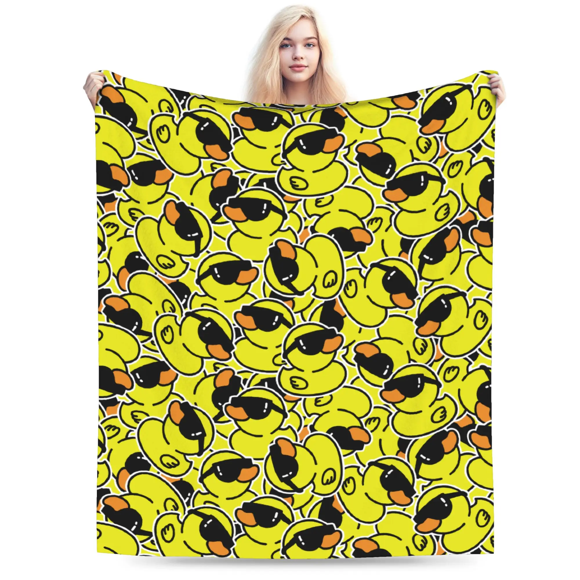 

Одеяло с рисунком желтой утки из мультфильма, флисовое одеяло с принтом, портативные легкие тонкие пледы для дивана, автомобильные постельные принадлежности, пледы