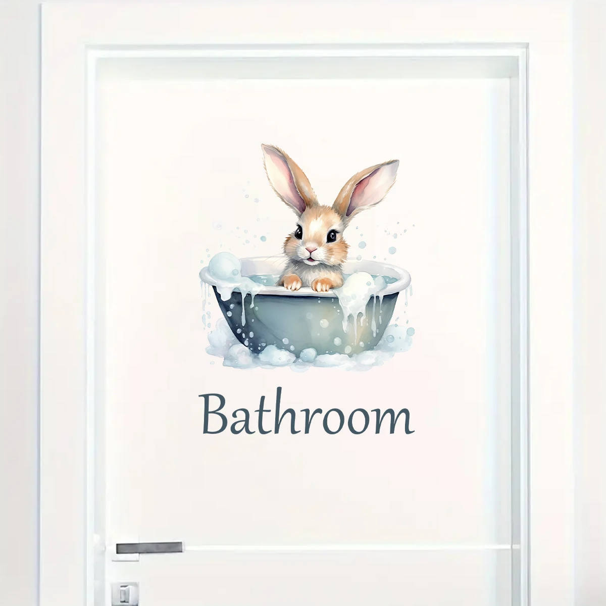 Cartoon Cute Animals Rabbit Wall Stickers for Bathroom Door Decoration Wallpaper Living Room Kids Room Wall Decals DIY