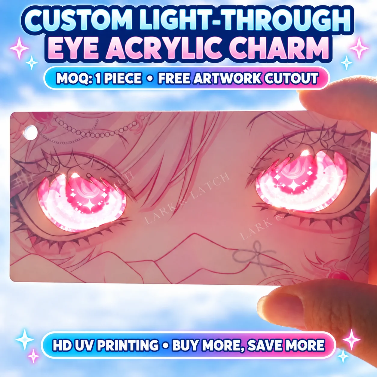 Custom Anime Eye Acrylic Keychain Light Strip DIY Translucent Manga Keyring Cosplay Merch Gift