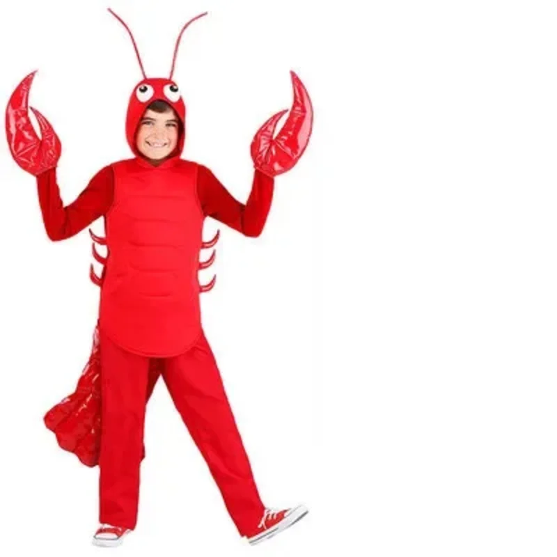 Halloween Red Lobster Shrimp Cosplay Clothes Adult Crayfish Crab Costume Funny Dress Props New Year Gift MN5