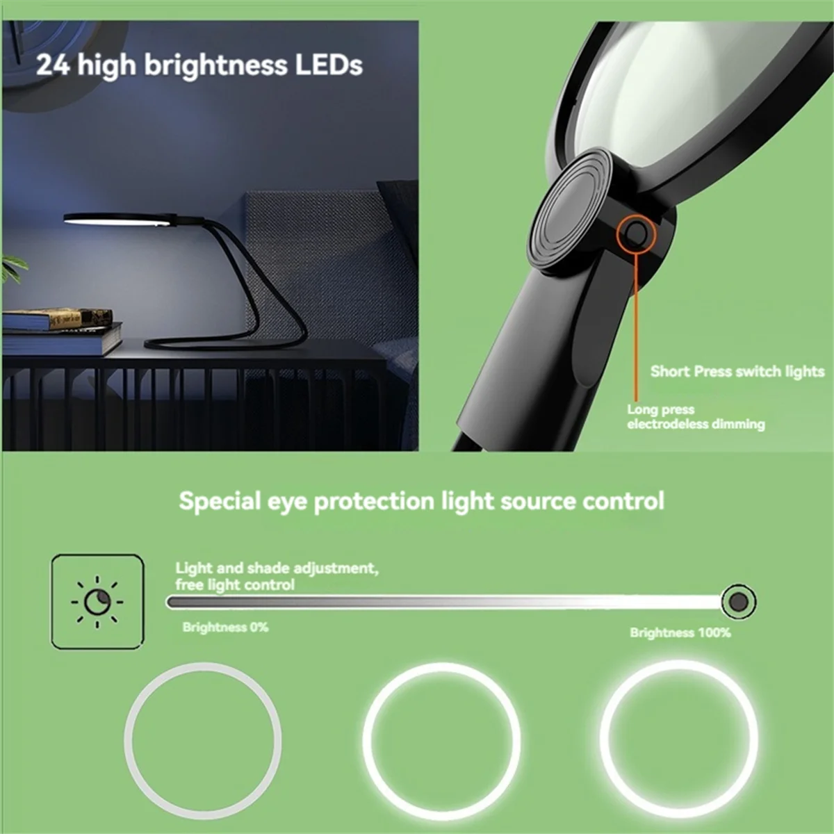 The New Portable Neck Flexible Magnifier with 24 LED Lights Portable HD Magnifier Elderly Reading Jewellery