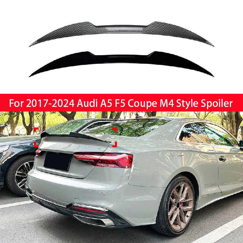 

For Audi A5 F5 Coupe 2017-2024 M4 Style Carbon Black Rear Trunk Lid Car Spoiler Wings Tuning Accessories Part