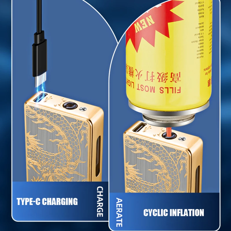 2024 Intelligent Voice-activated Windproof Flame Lighter Airflow Gravity Sensing Knock Ignition Visual Gas Window Men Gadget