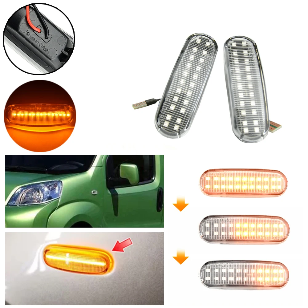 2 szt. Dynamiczna kierunkowskaz LED lampa Repeater światło obrysowe boczne do Fiat Panda 169 Grande Punto Inkl Evo Doblo Fiorino Linea Idea