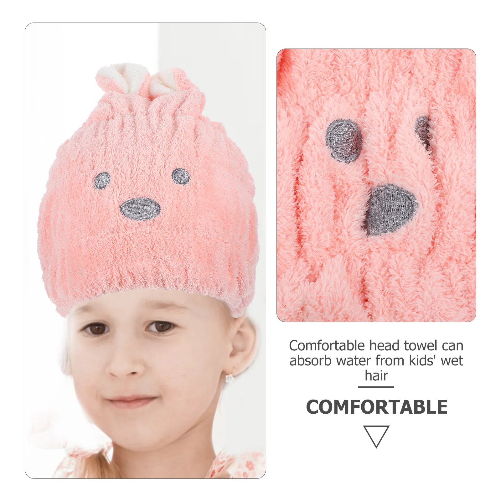 

Cartoon Rabbit Hair Drying Cap Coral Fleece Kids Fast Dry Towel Wrap Shower Hat Lightweight Home Travel Hair Drying Hat