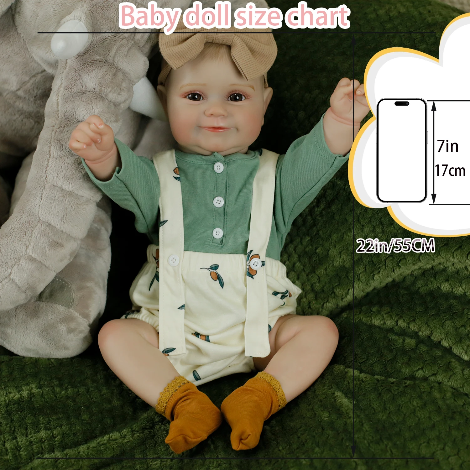 

50CM Realistic Reborn Doll Full Body Vinyl Girl Doll with Waterproof Lifelike Soft Touch Collectible Lifelike Realistic Doll