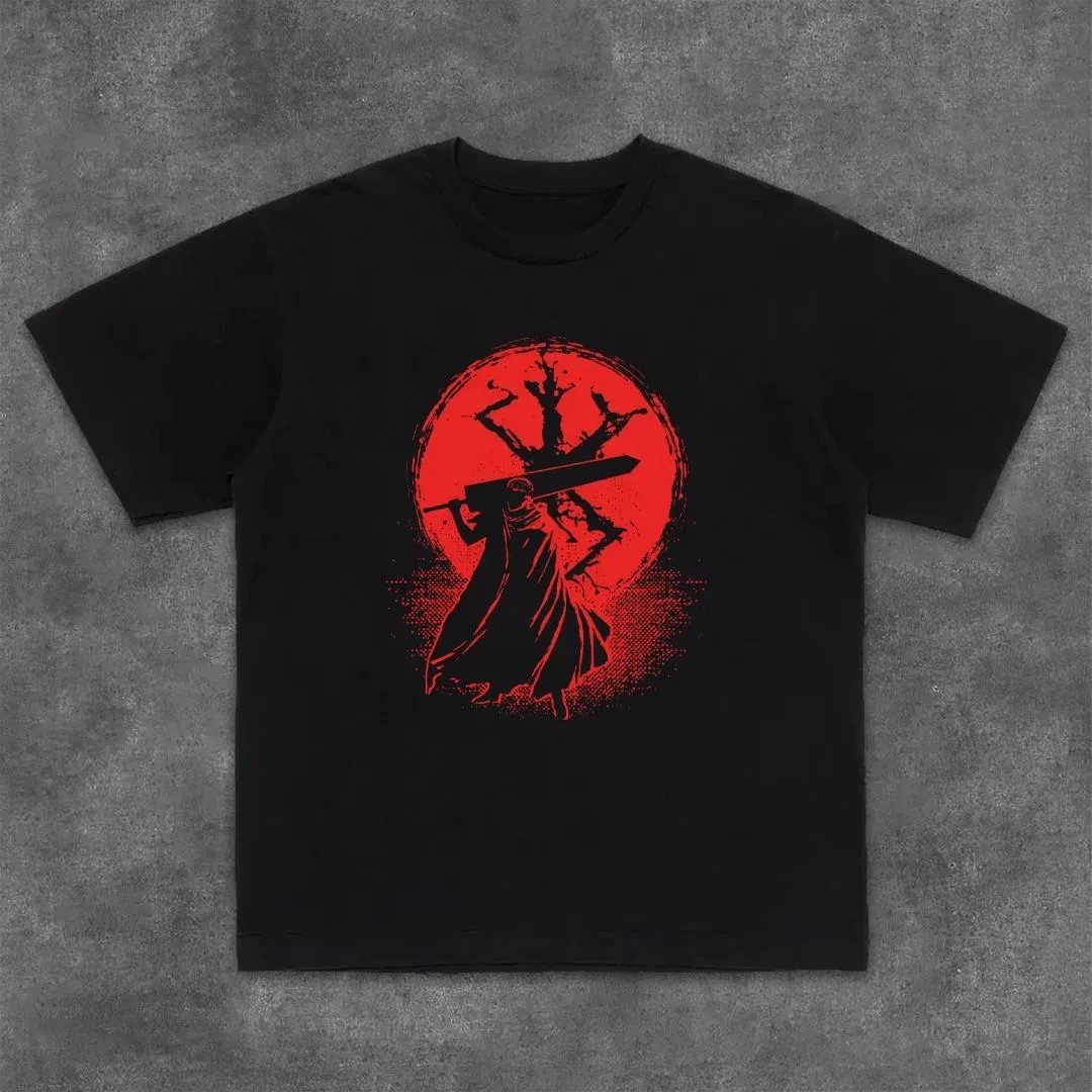 

Осень 2025 г., новая тяжелая футболка с принтом в темном стиле для мужчин и женщин, модные футболки из высококачественного чистого хлопка с круглым вырезом