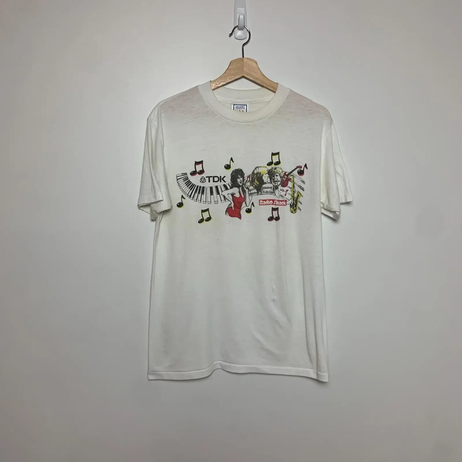 1980s Radio Shack Store Promo T Shirt vintage Washed Breathable Casual Versatile Soft Unisex graphic Top For Everyday Wear
