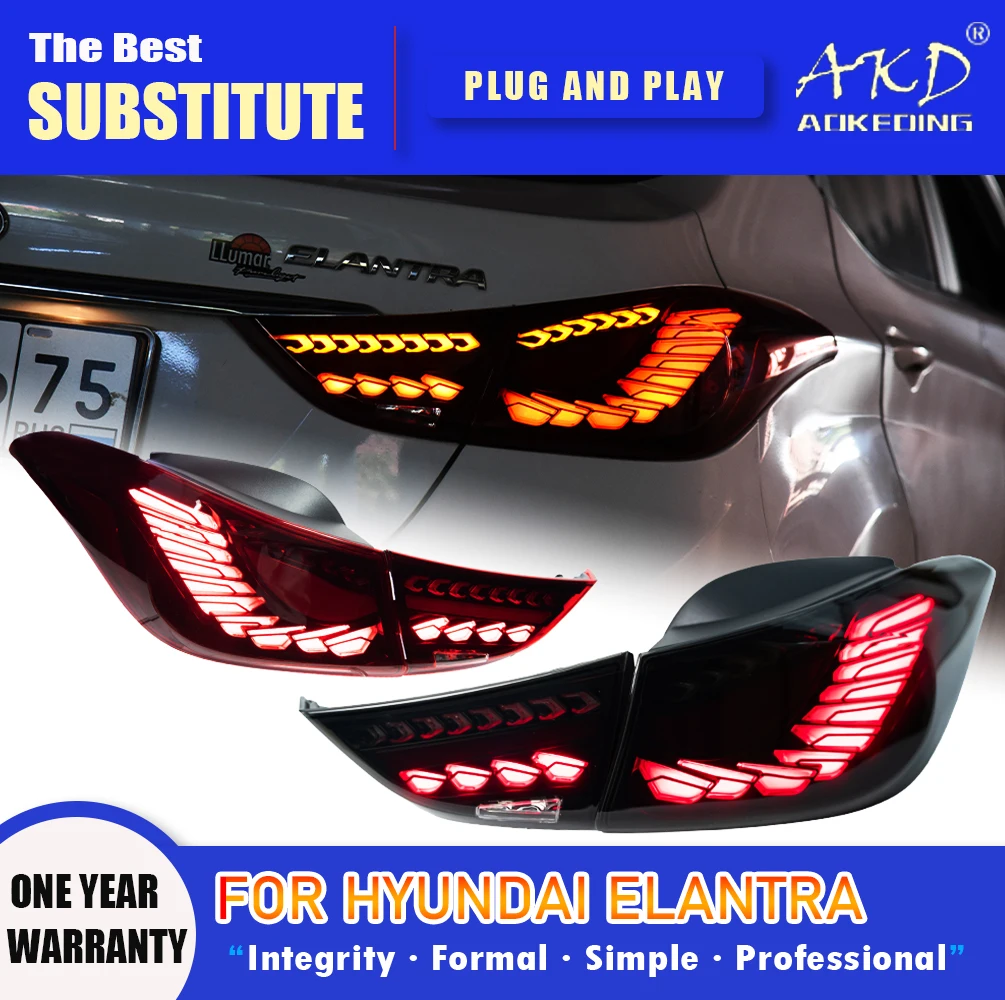 AKD Tail Lamp for Hyundai Elantra LED Tail Light 2011-2016 Elantra Rear Fog Brake Turn Signal Automotive Accessories