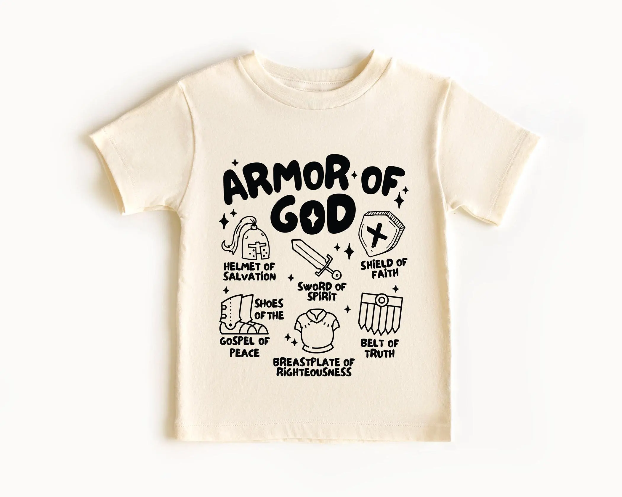 Inspirational Kids Tee Armor of God Shirt Print T-Shirt Christian Gift Tee Summer Girl Boy Shirt Casual Tops Crewneck Clothing