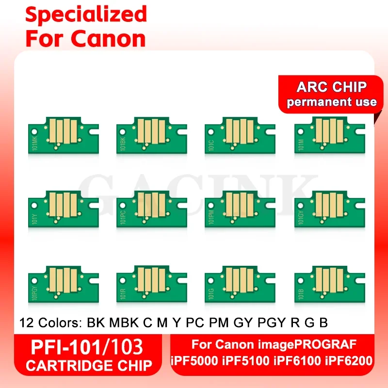 PFI-101 PFI 101 PFI-103 PFP 103 Permanent Chips For Canon imagePROGRAF iPF5000 iPF5100 iPF6100 iPF6200 Printer Cartridge Chips