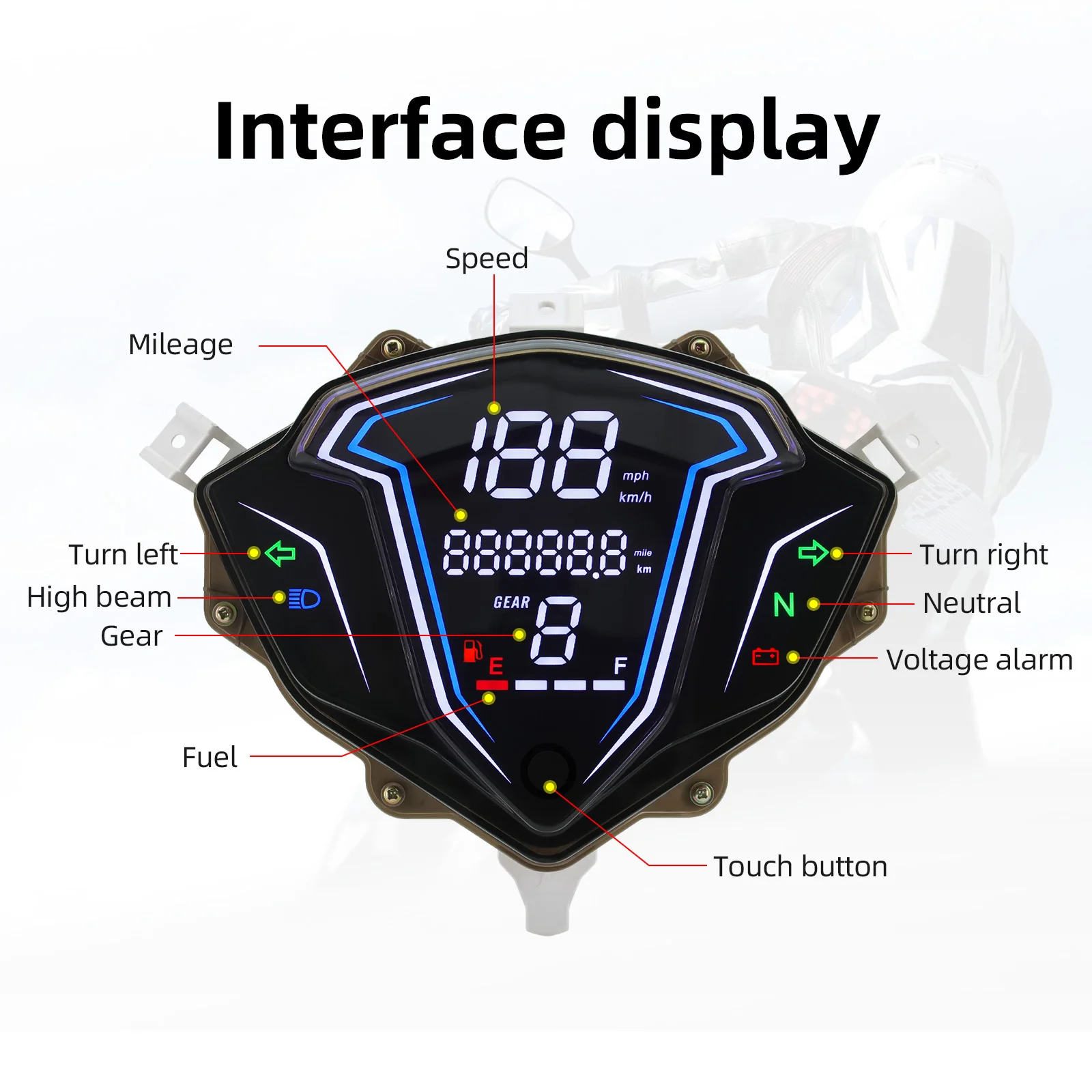 

LED 199km Motorcycle LCD Digital Speedometer Backlight For YAMAHA SRL115 FI / LAGENDA 115Z digital instrument panel