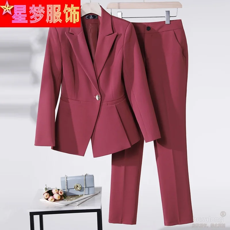 

2023 Spring and Autumn Long Sleeve Ol Business Wear Women's Suits Suit Pants Business Formal Wear Graceful Fashionable Set Overa