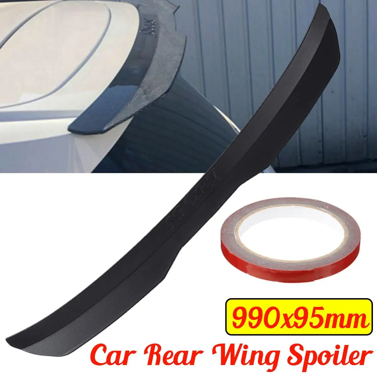 

100cm Universal Roof Spoiler Car-Styling ABS Black Spoilers P-Style Tail Spoiler DIY Refit Spoiler Rear Wing Lip Trim Sticker