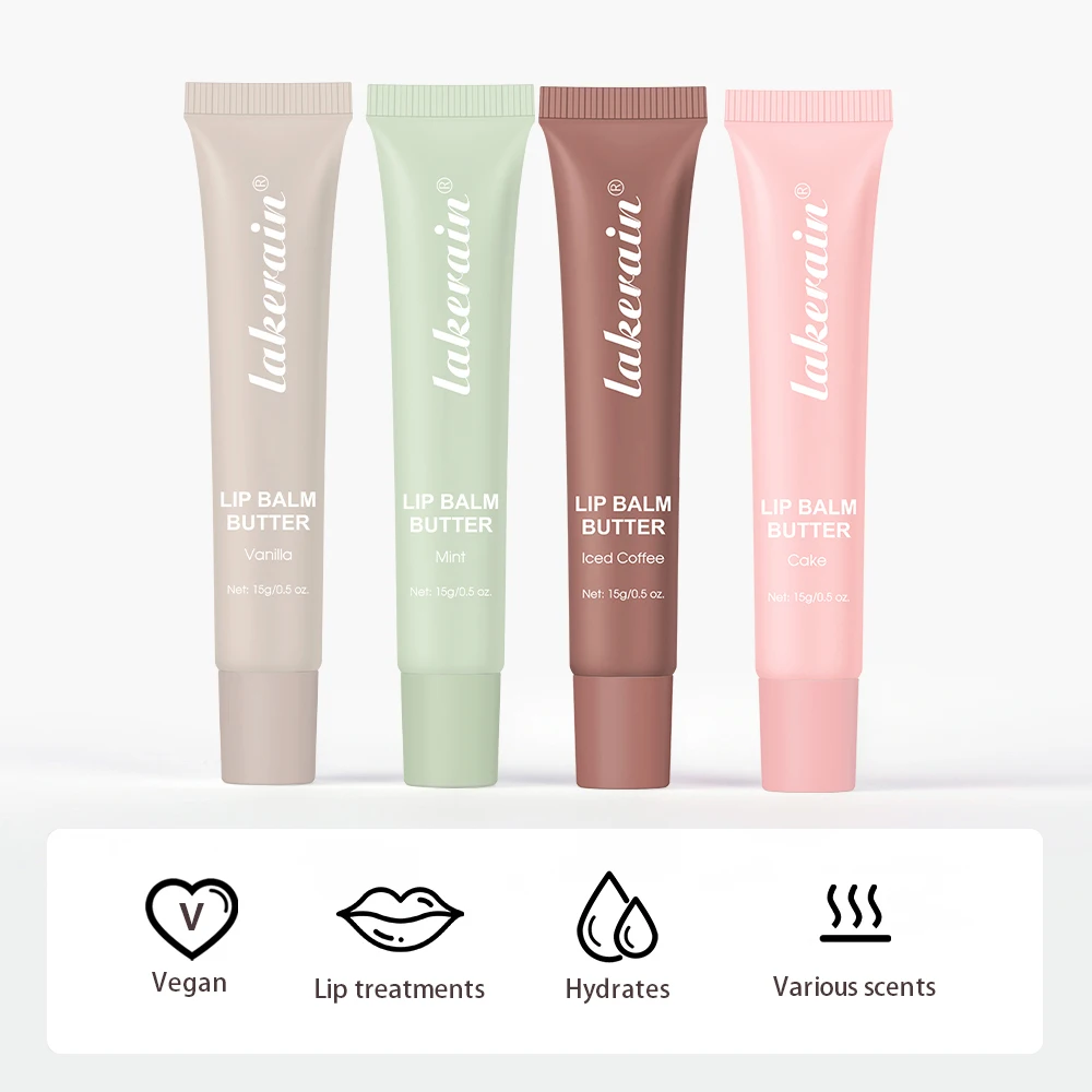 Lakerain bálsamo labial de mantequilla de verano reparación hidratante café helado vainilla brillo de labios lápiz labial teñido