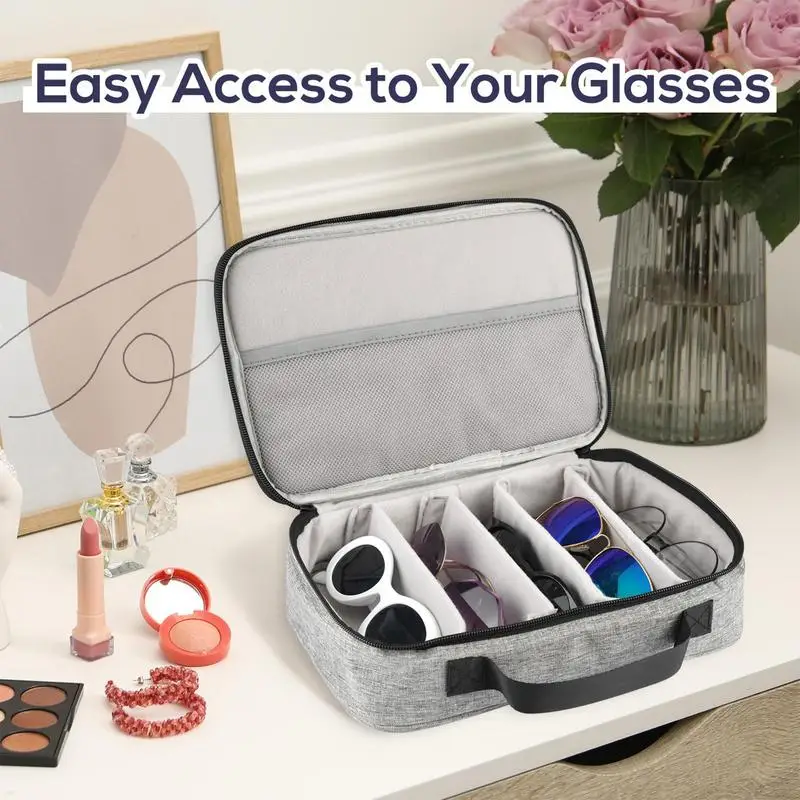 

Glasses Case Multiple Pairs Storage Box Sunglasses Organizer Adjustable Slot Sunglasses Case Multiple Glasses Holder Sunglass