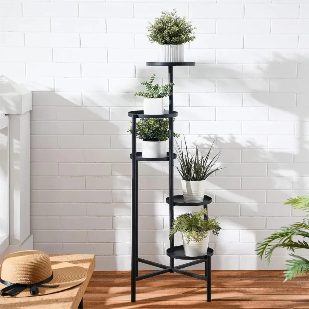 Metal Tiered Plant Stand Indoor, 5-Tier Plant Shelf Flower Stand, Tall Multiple Potted Plant Holder Rack Planter Water Prevent