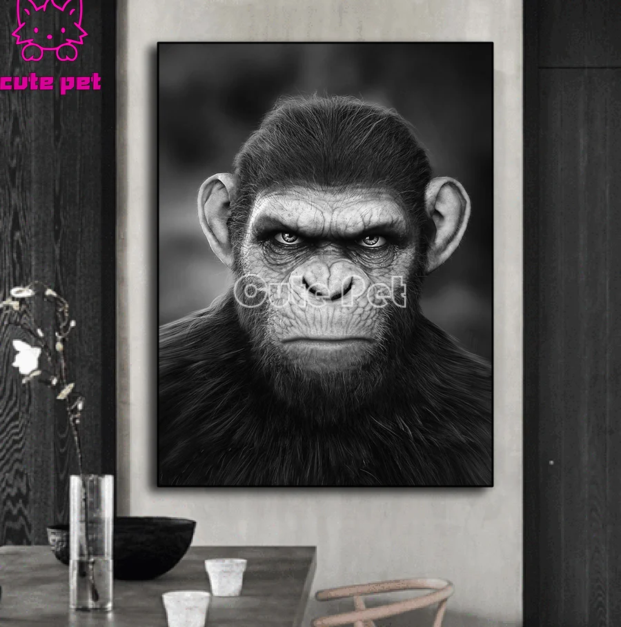 DIY Diamond Painting Black and white orangutan Full square round Drill Rhinestone Cross stitch Diamond mosaic decoration salon