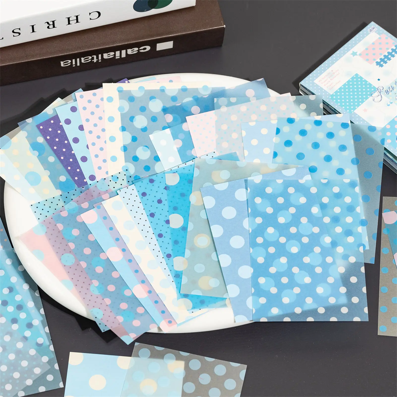 50pcs Creative Polka Dot Decor Scrapbook Vintage Material Paper Kit DIY Junk Journal School Photo Album Retro Background paper