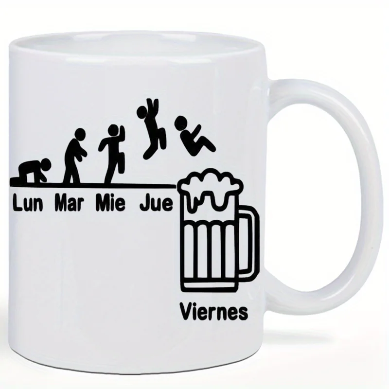 كوب البيرة الأسبوعي - كوب القهوة والبيرة المضحك لعيد الميلاد إلى الجمعة بتصميم تحفيزي، غسيل يدوي فقط، هدية مكتبية رائعة #4