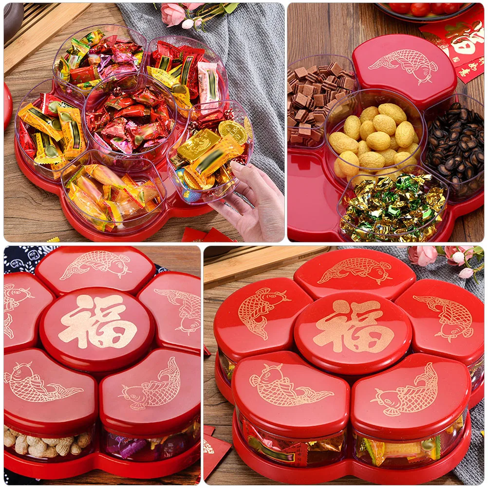 

Plastic Tray Snack Holder Dried Fruit Container Party Supply Chinese Style C Premium PP Material Smooth Surface