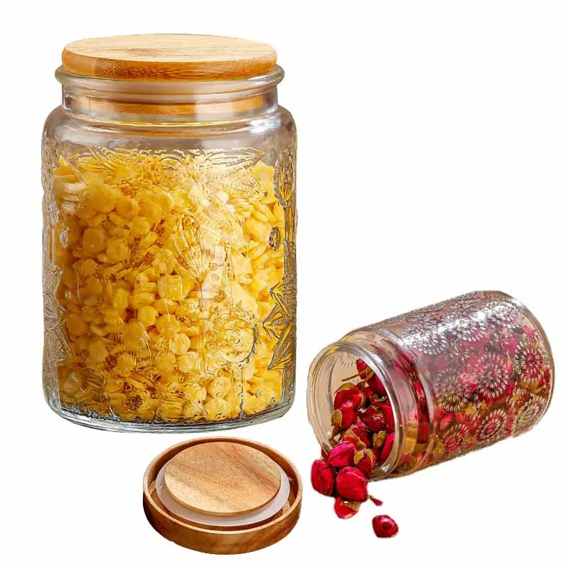 

Glass Jar with Lids Kitchen Food Spice Storage Container Sealed Spice Organization Jar Cereals Moisture-proof Glass Storage Pots