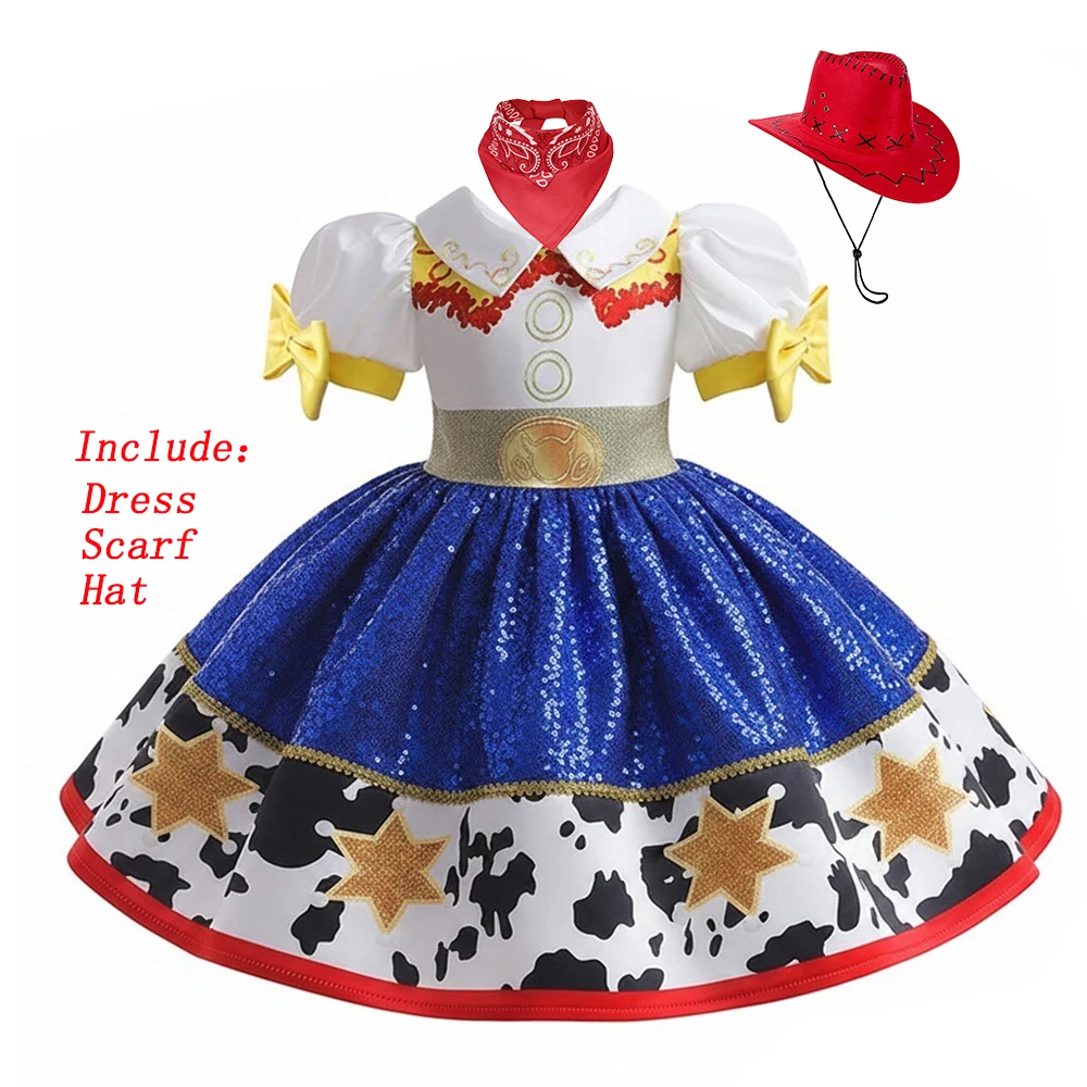 Halloween Toy Story Girls Jessie Dress Up Birthday Party Cowgirl Cowboy Western Hat Scarf Fancy Toddler Kids Masquerade Costume view 6