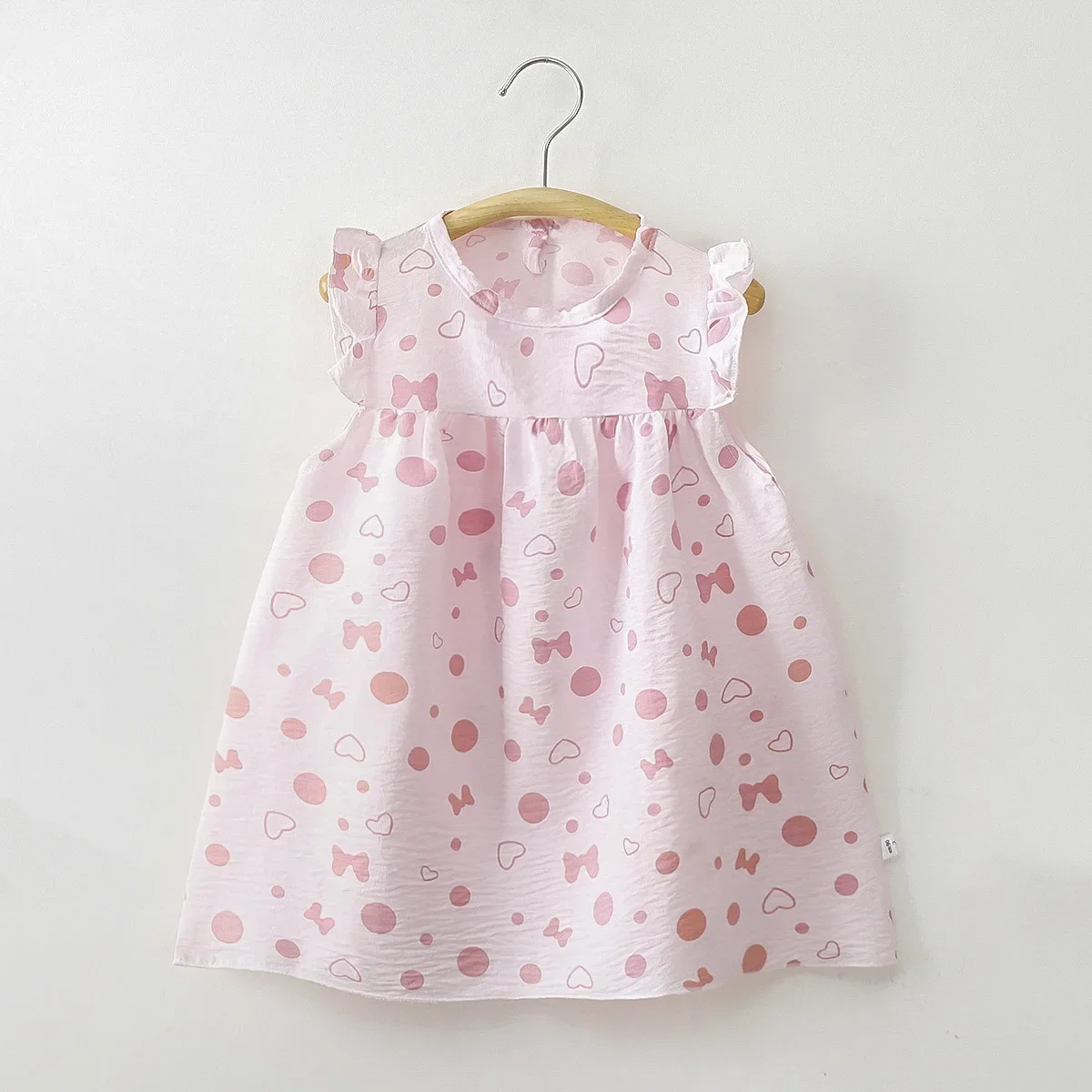 Kid Girl Summer Sleeveless Dress Delicate Prints Fashion Flutter Sleeve Details Skirt Ideal for Casual Summer Wear Children