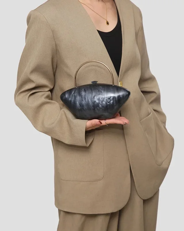 

Female Geometric Acrylic Box Clutches Gift Evening Purse Pink Party Prom Bead Handle Handbags Luxury Women Wedding Bridal Wallet