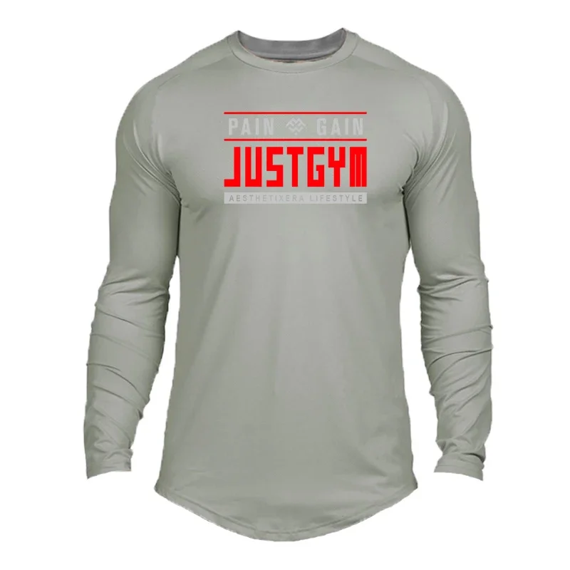 

Autumn Men Mesh Running T-Shirt Long Sleeve Clothing Dry Fit Joggers Compression Sport Fitness Pullover Sweatshirt Workout Top