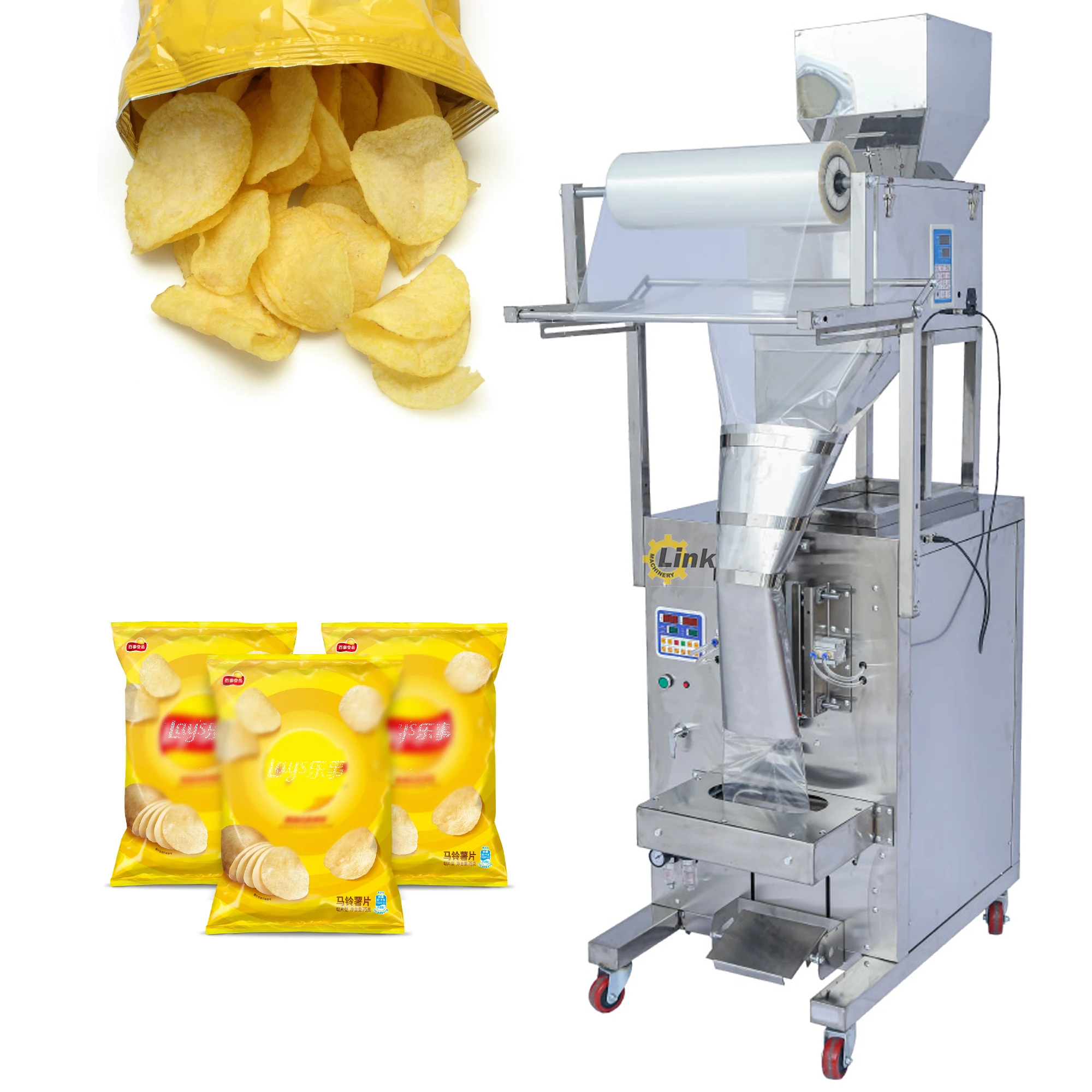 Fully Automatic Multifunctional Vertical Rice Grain Nut Popcorn Potato Chips Nitrogen Packing Machine