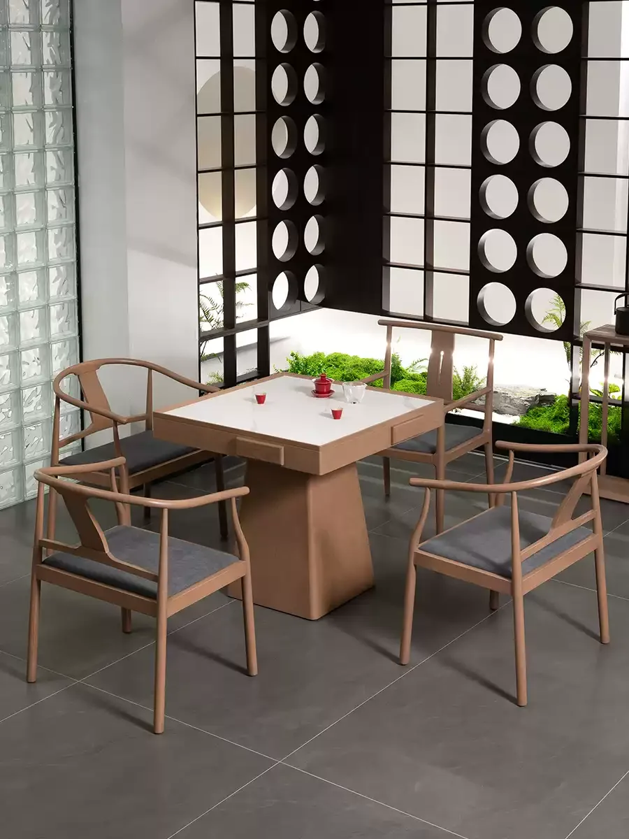 Q solid wood square table new Chinese chess and card table and chair combination square square table