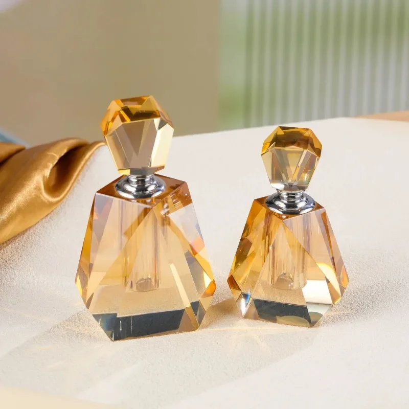 14-17ml Vintage Diamond Perfume Bottle Home Decoration Large Capacity Amber Crystal Glass Perfume Bottle Gift Tabletop Decor