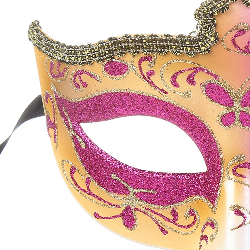 Half Face Mask Rosy Halloween Party Masquerade Cosplay Prop For Adults Teens Carnival Rave Wedding Dance Costume Accessory