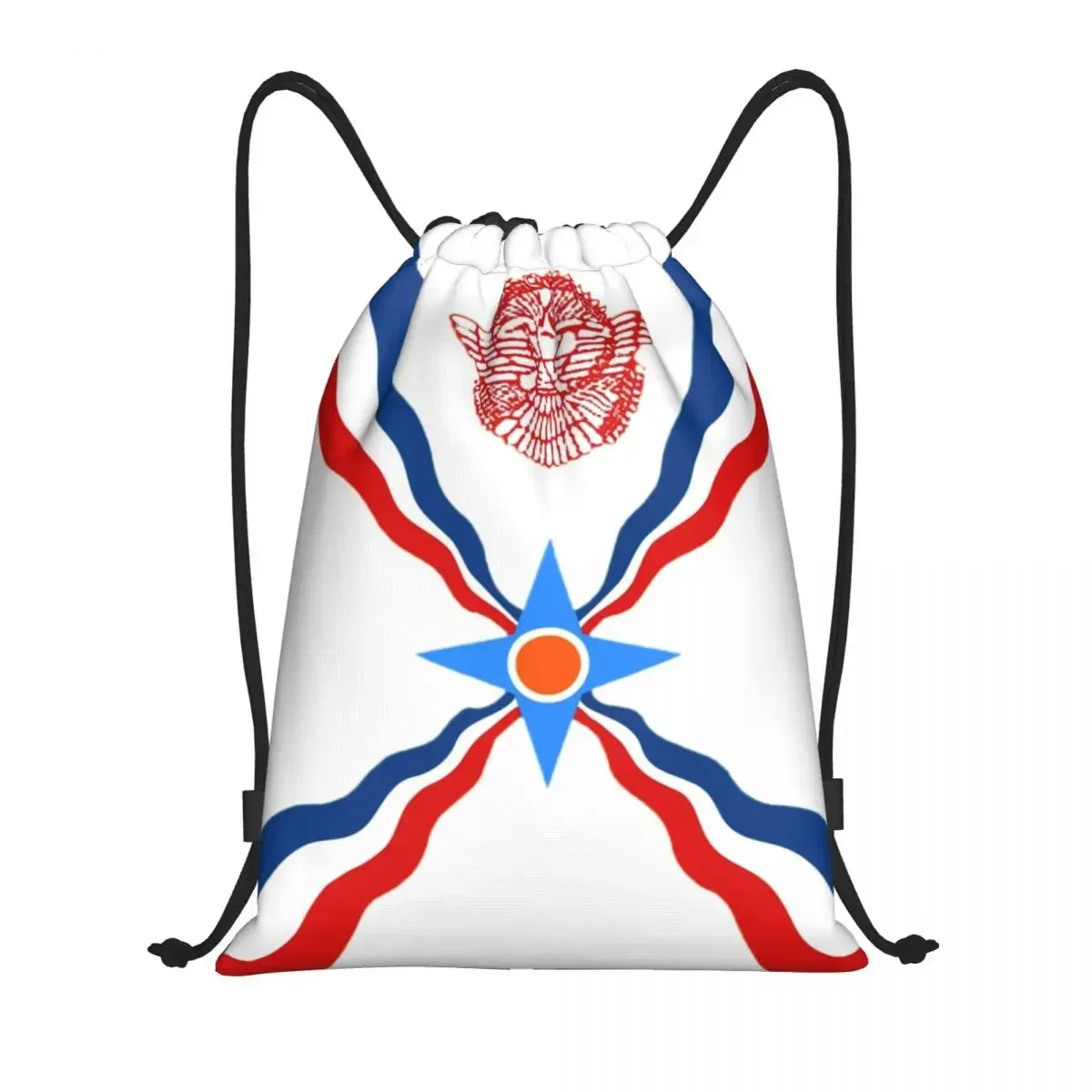 Custom Assyrian Suryoyo Flag Drawstring Backpack Women Men Sport Gym Sackpack Foldable Syriac Aram Shopping Bag Sack