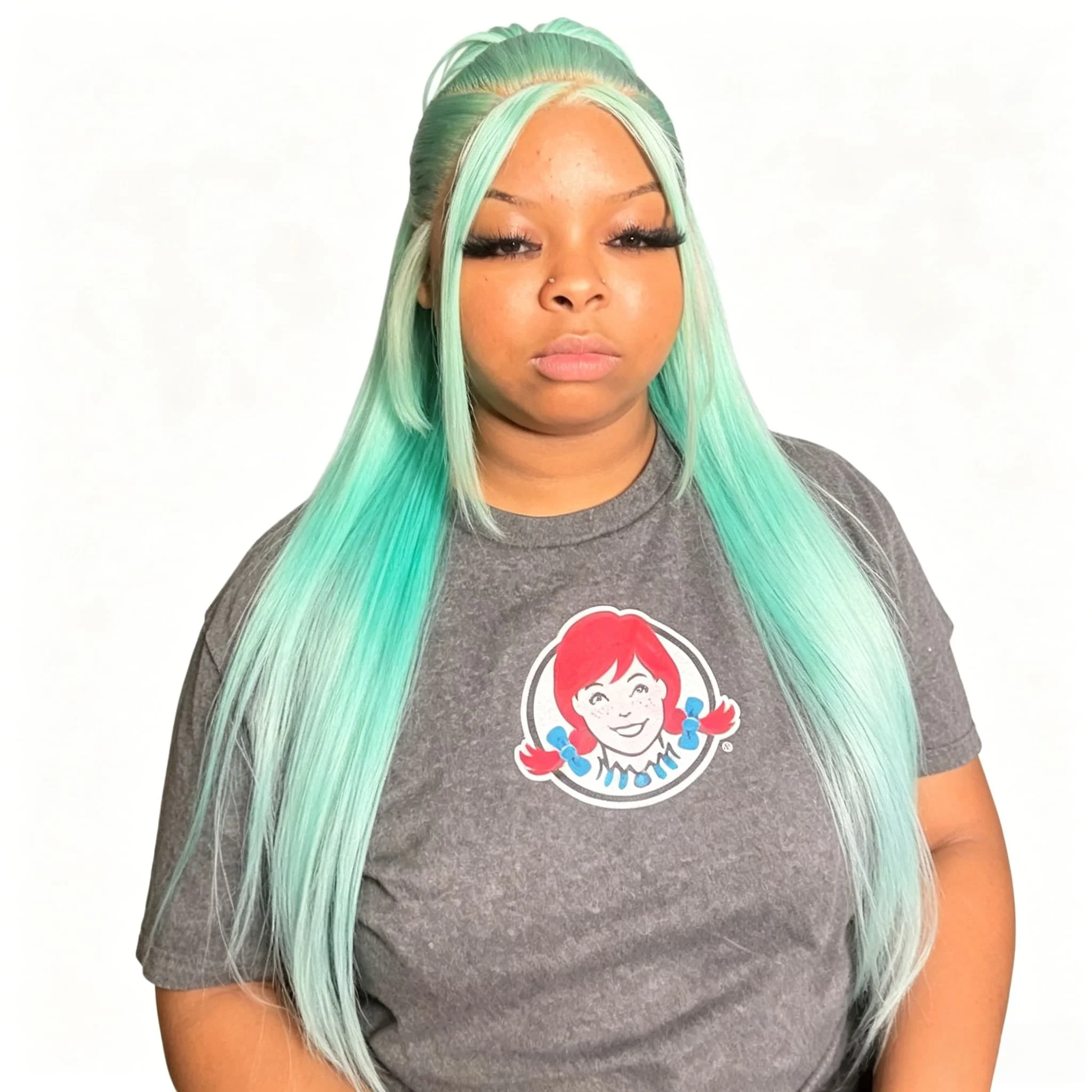 28 30Inch Straight 13x6 Mint Green Lace Frontal Human Hair Wigs Pre Plucked Brazilian Transparent 13x4 Lace Frontal Wig 180%