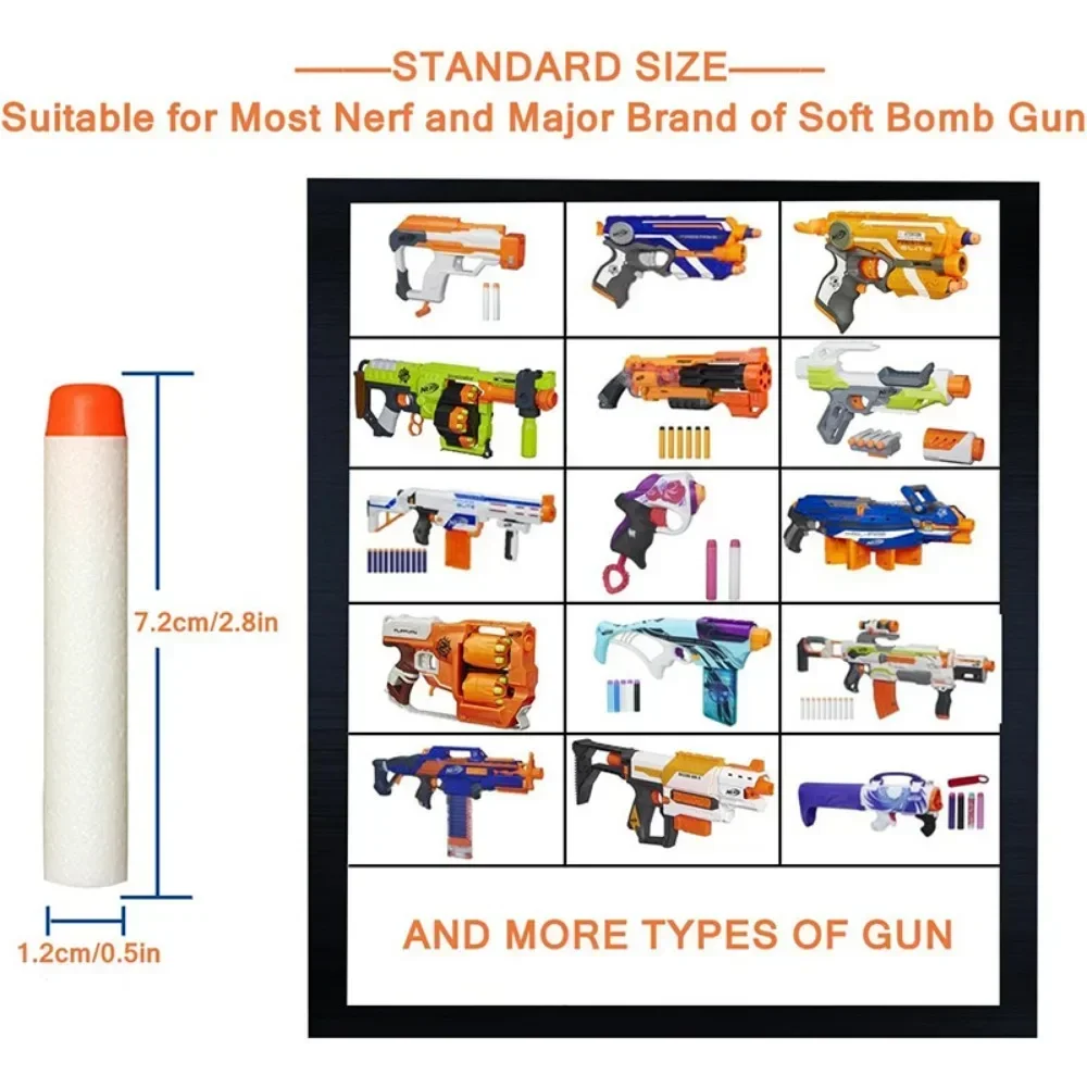 子供のおもちゃの銃用の白いソリッドラウンドヘッド弾丸、フォームエバ、詰め替えダーツ、エリートシリーズ、ブラスターアクセサリー、7.2cm、nストライクに適合