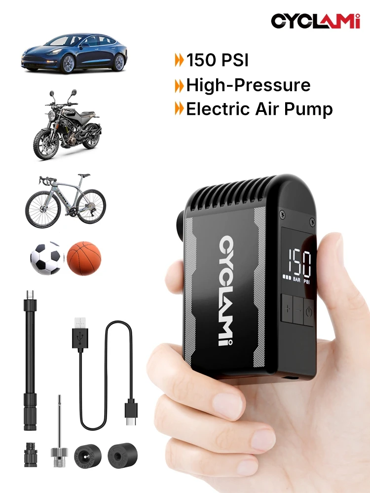 AliExpress CYCLAMI A2 MAX Aluminum Alloy 150 PSI Bike Electric Pump Portable Bicycle Air Rechargeable Tire Inflator Schrader Presta Valve