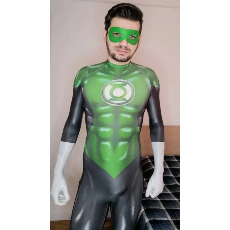 Adults Kids Green Lantern Cosplay Costumes Man Boys Male Zentai Bodysuit Suit Superhero Halloween Jumpsuit