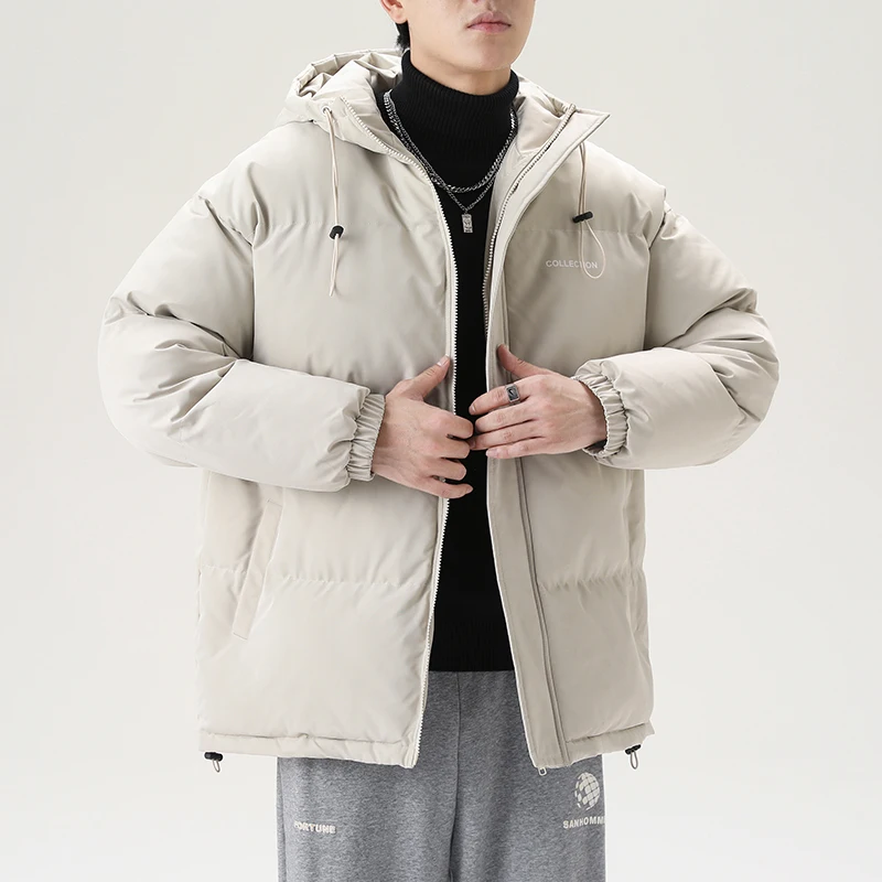 Winter Jacket Men Casual Loose Thicken Warm Mens Parkas Solid Hooded Oversized Coat Harajuku Outwear Streetwear Windproof