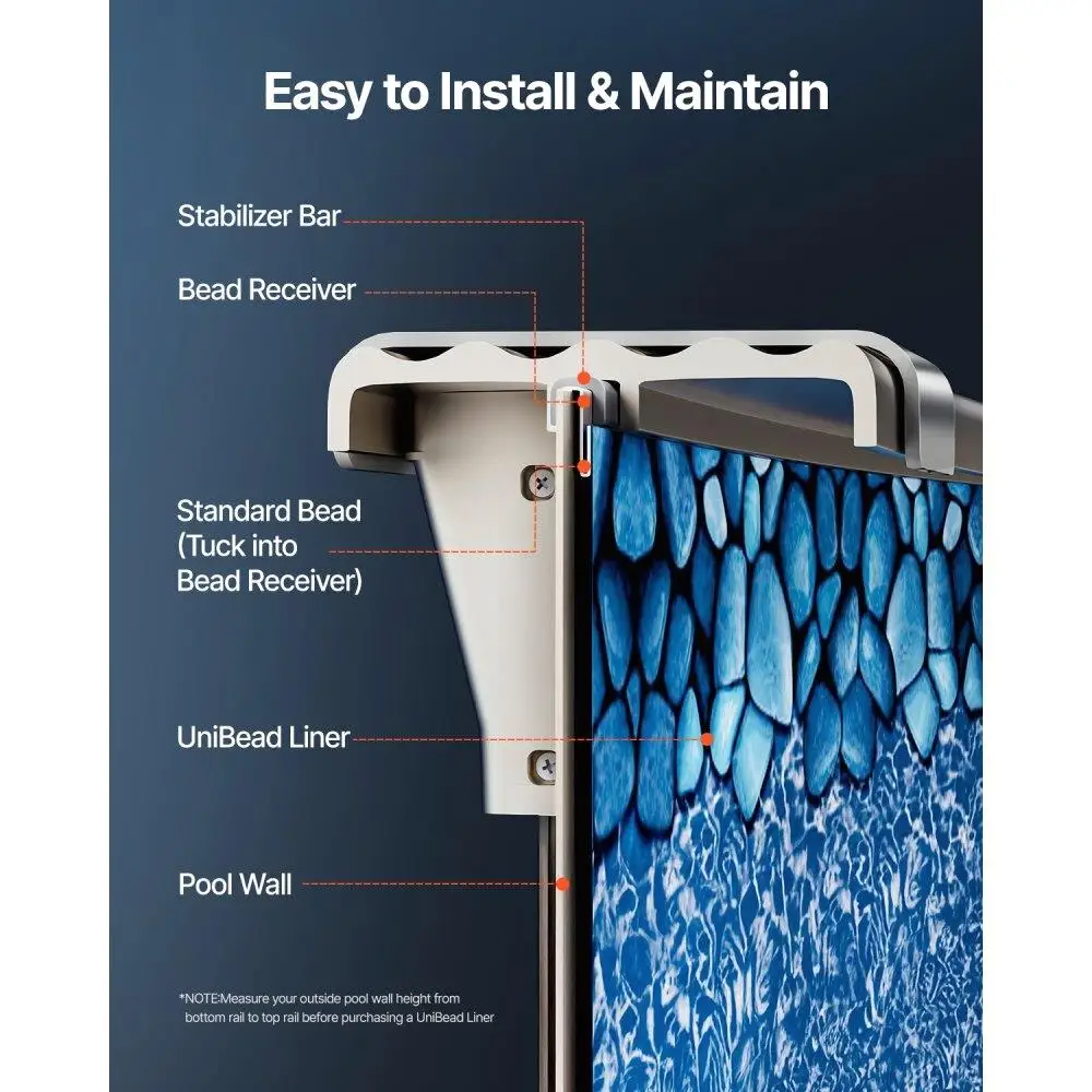 بطانة حمام سباحة بيضاوية مقاس 15 × 30 قدم بتصميم Unibead بارتفاع 52 بوصة شديدة التحمل لحمامات السباحة فوق الأرض #4