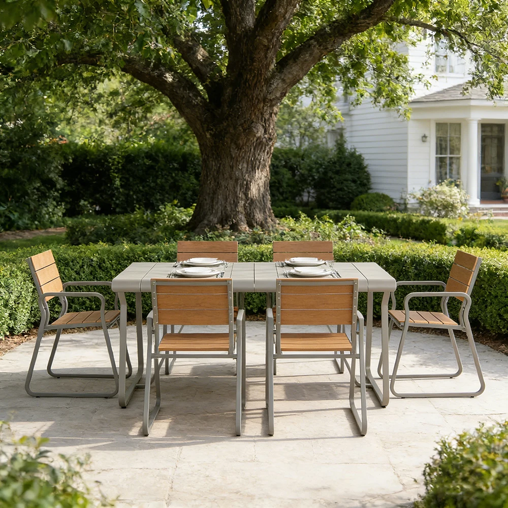 cd-Outdoor Design Dining Waterproof Sun-protective Aluminum Tables Chairs Set for Cafes#