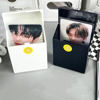 INS 플라스틱 보관함 포토 카드 홀더 데스크탑 보관함 한국어 아이돌 소형 포토 카드 주최자 분류 상자 편지지